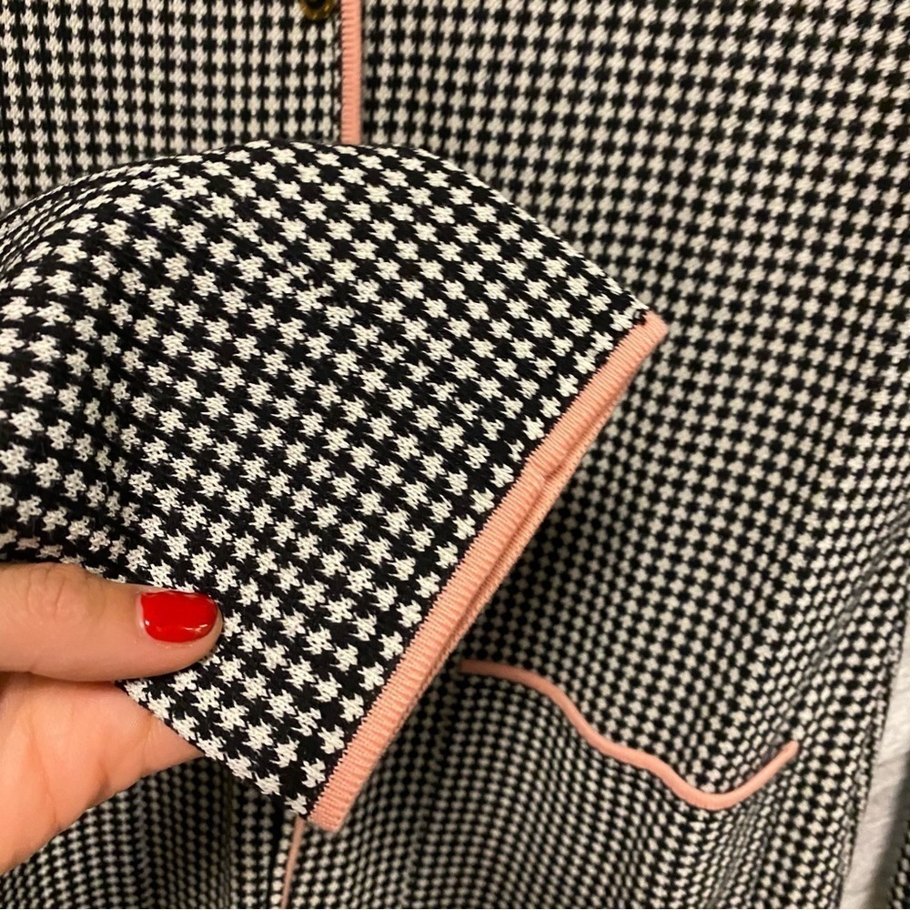 ESCADA | Vintage Houndstooth Cardigan With Pink Trimming New With Tags 38 - Picture 6 of 7